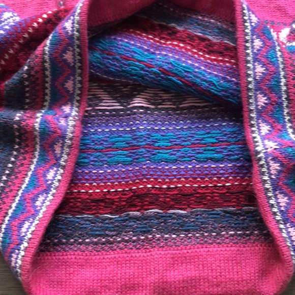 Juanitos | 100% alpaca wool pink sweater hoodie with patterns - Picture 9 of 9